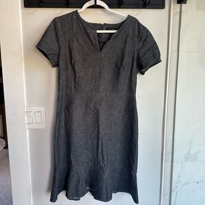 Banana Republic Business Casual Denim Ruffle Hem Dress sz 14